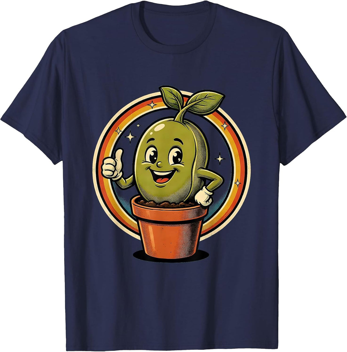 Preschool Teacher Bean Sprout Growing Plant T-Shirt - Navy Blue