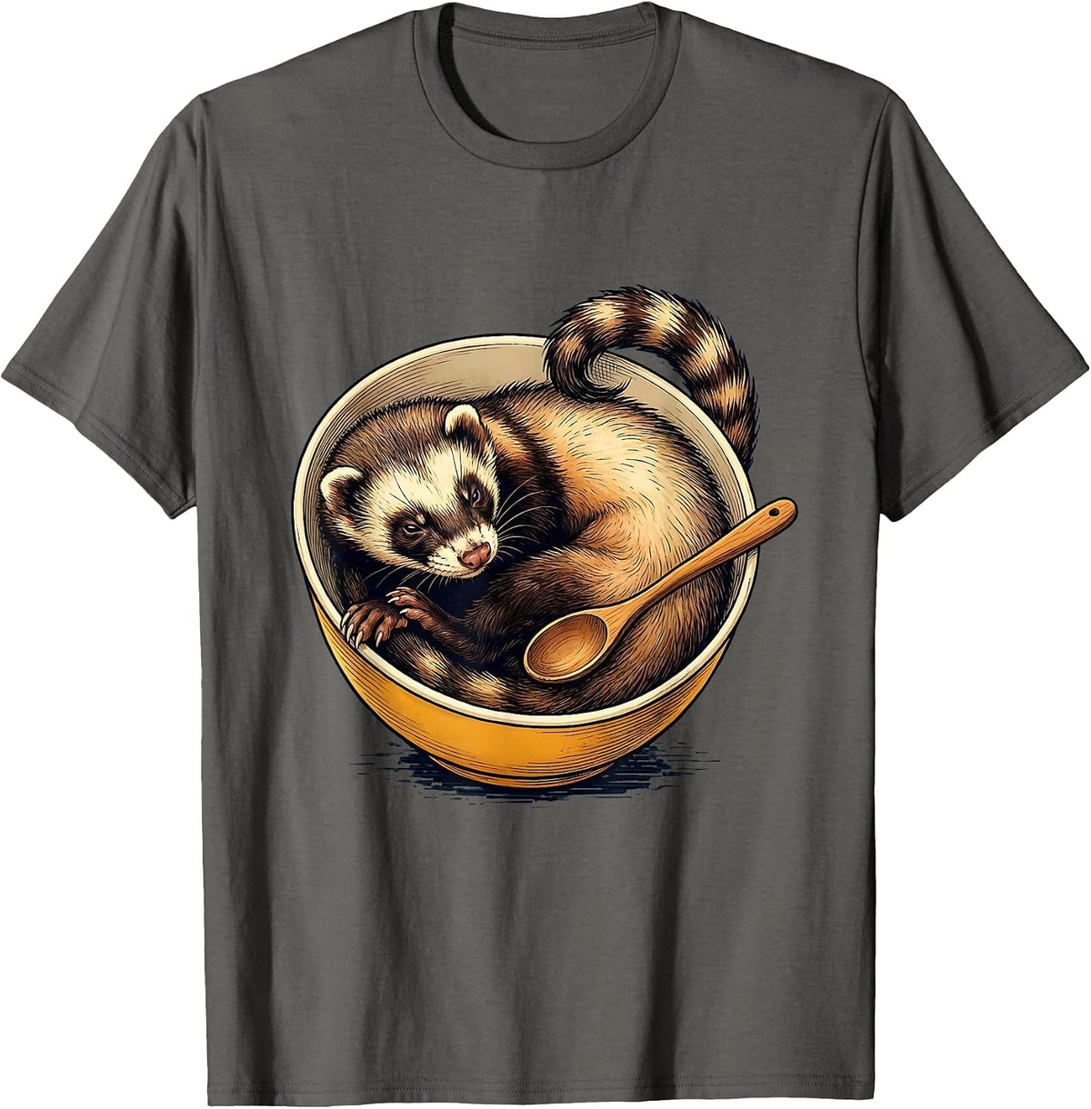 Masked Ferret Sleepy Kitchen Humor Ferret Lover Gift T-Shirt - Asphalt Grey