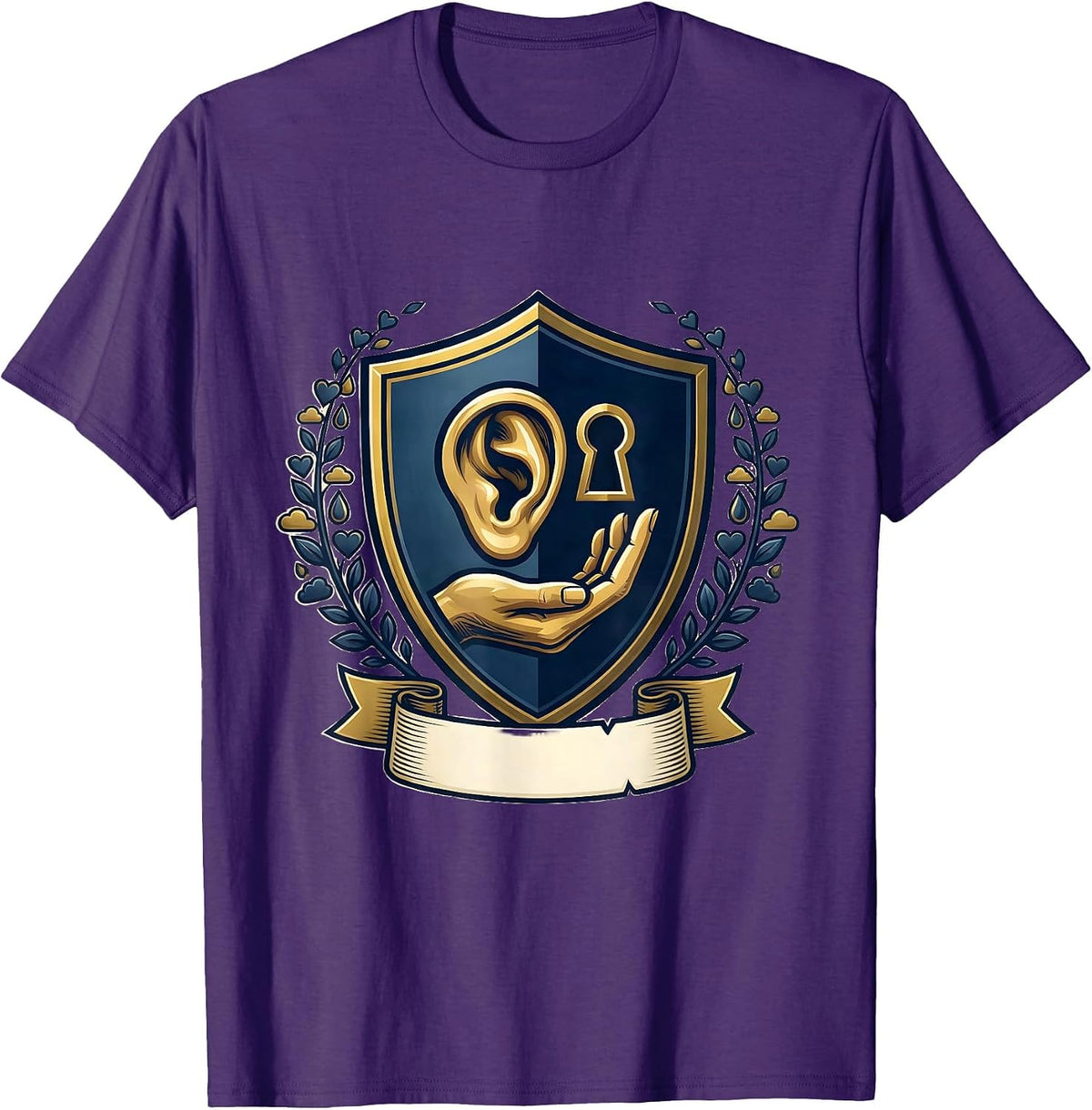 Emblem Shield Crest Mental Health Counselor Therapist T-Shirt - Purple