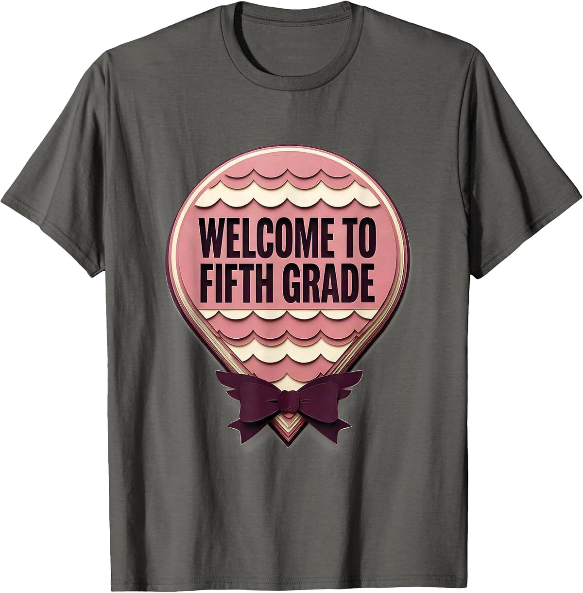 Welcome To Fifth Grade Coquette Bow Back To School Girl T-Shirt - Asphalt Grey