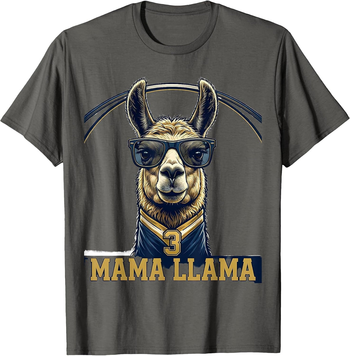 Mama Llama Funny Animal Humor Llama Lover Gift T-Shirt - Asphalt Grey