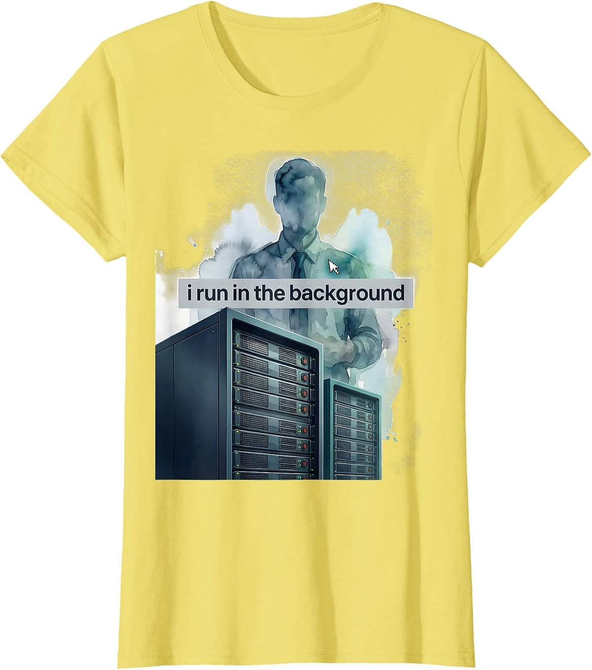 Women's i run in the background Funny Linux Sysadmin Humor T-Shirt - Lemon Yellow