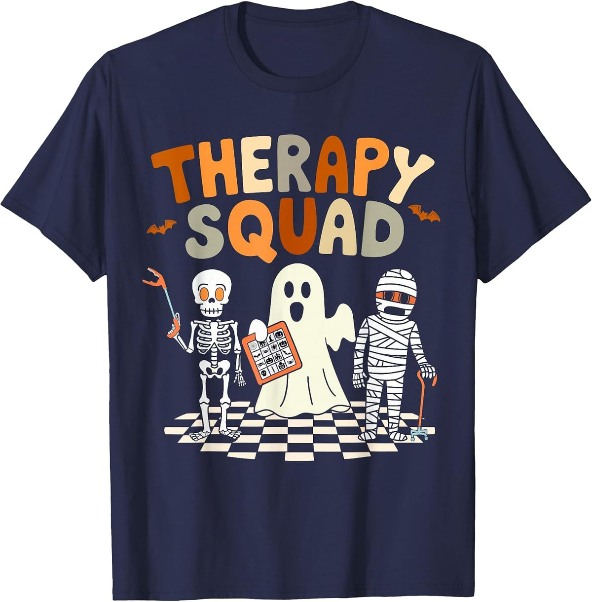 Funny Therapy Squad Retro OT PT Team Cute Halloween Physical T-Shirt - Navy Blue