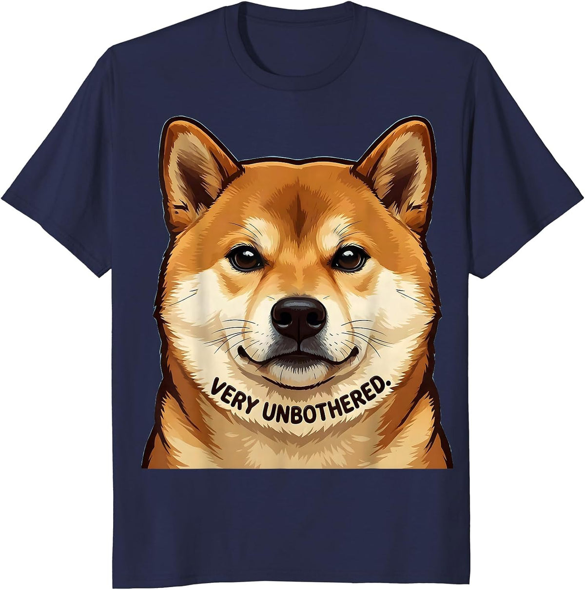 Men's Very Unbothered Kawaii Shiba Inu Dog Lover Meme Humor T-Shirt - Navy Blue