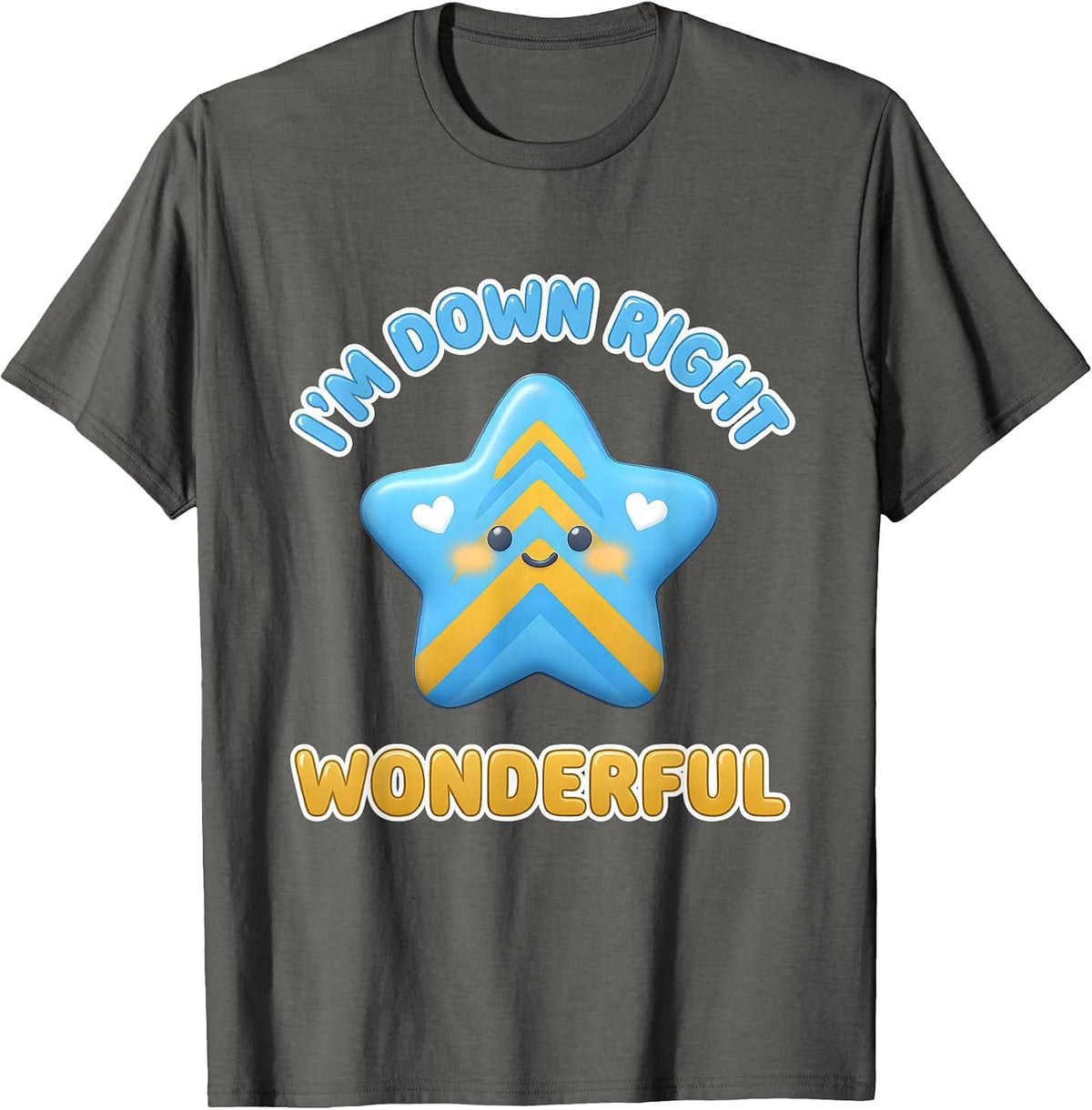 I’m Down Right Wonderful Cute Kawaii Down Syndrome Awareness T-Shirt - Asphalt Grey