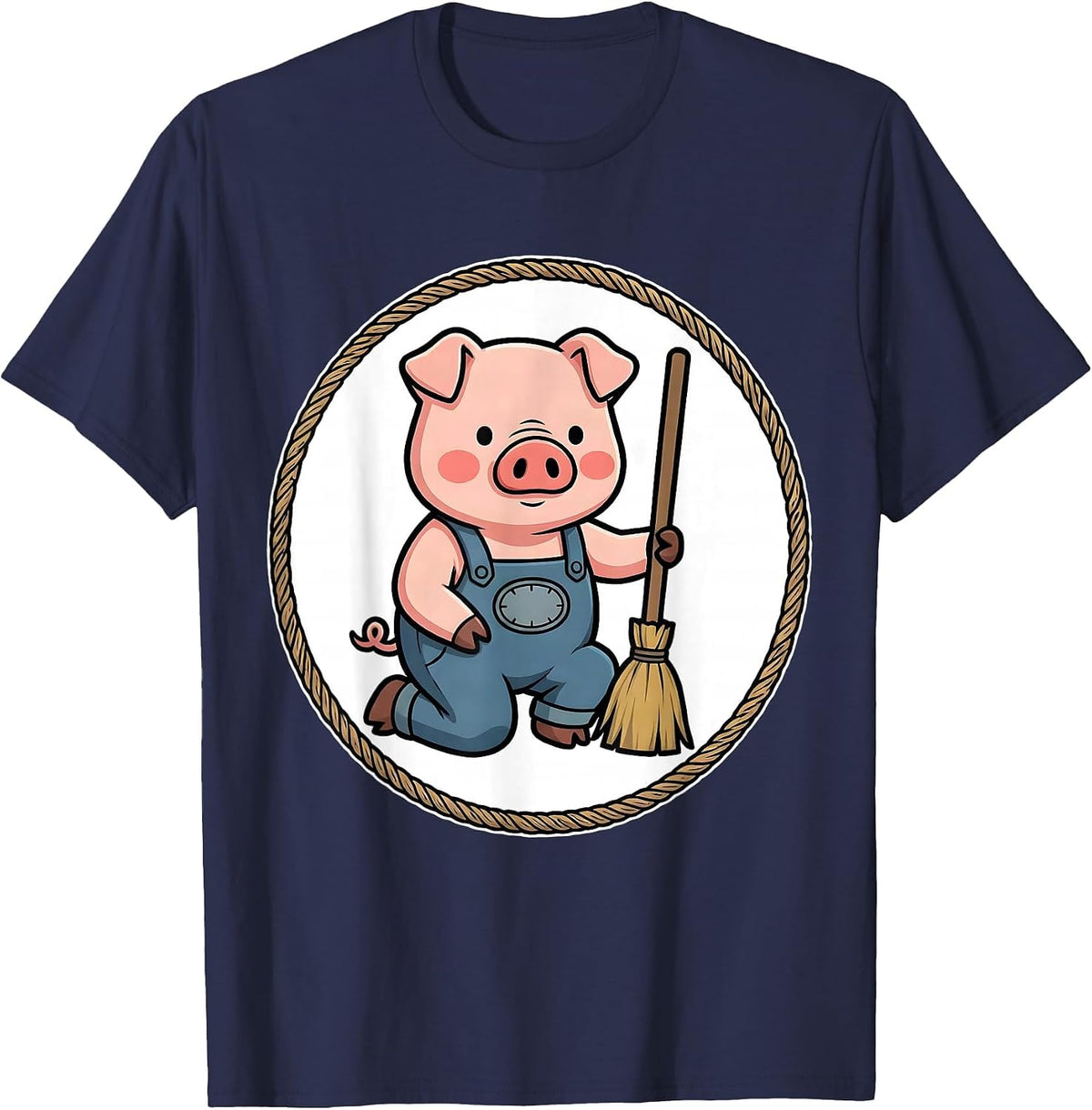Men's Kneeling Pig Halloween Costume Novelty Humor T-Shirt - Navy Blue