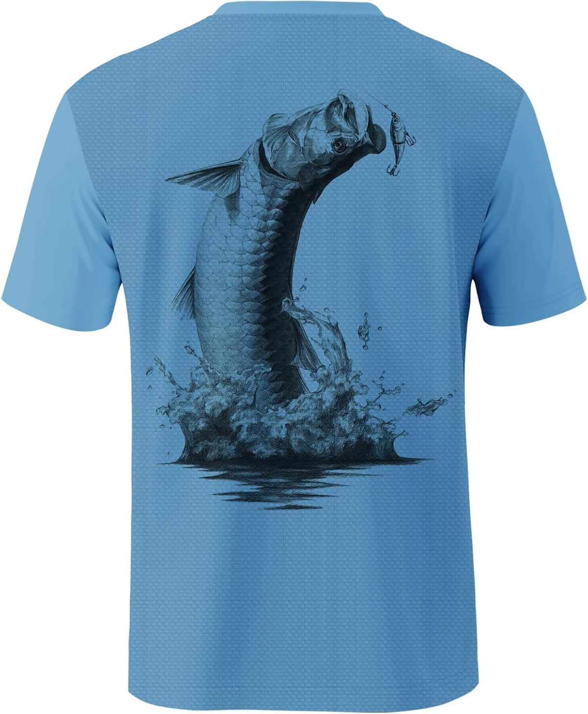 Palmyth Men's Fishing Shirt Short Sleeve UPF50+ Quick-Dry T-Shirts - Blue \/ Tarpon