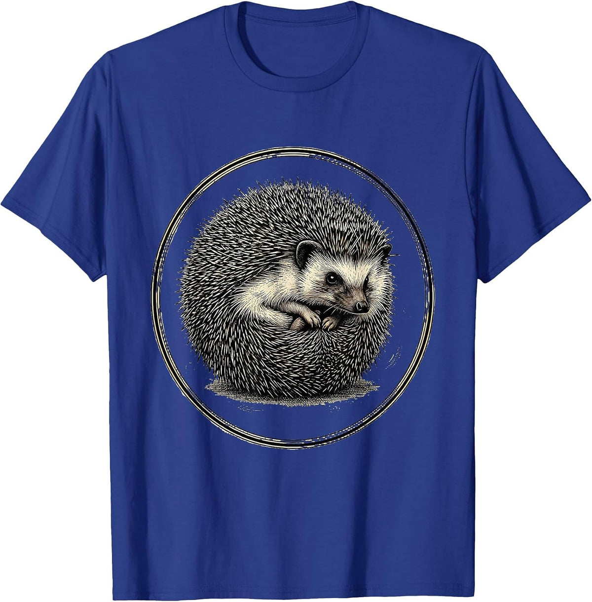 Curled Hedgehog Badge Cute Animal Lover Humor T-Shirt - Royal Blue