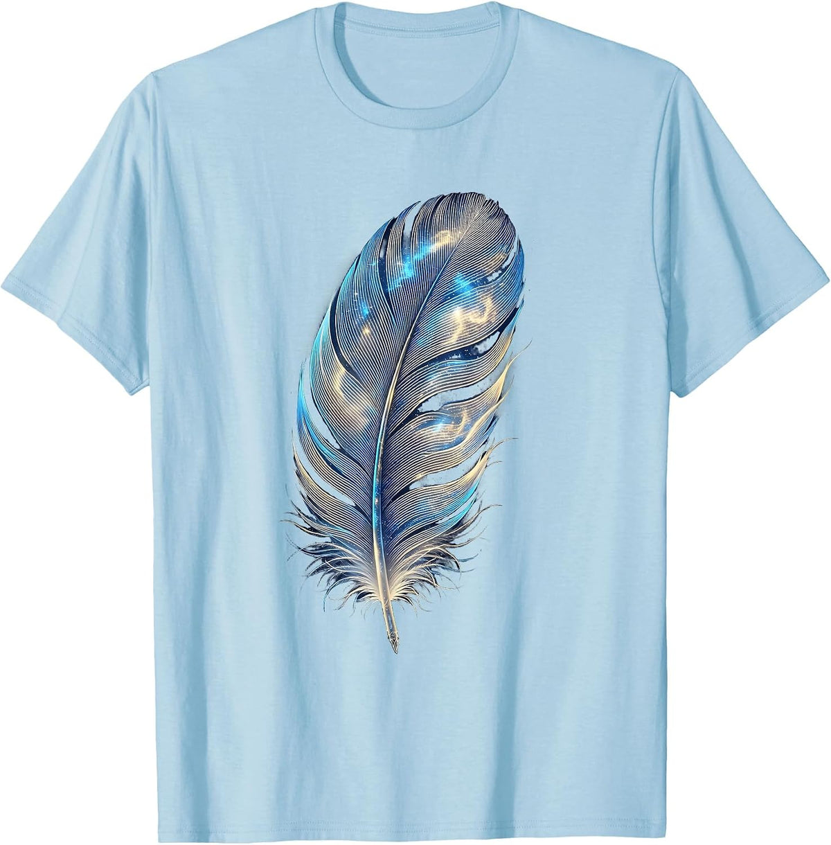 Men's Dyslexia Awareness Feather Illustration T-Shirt - Baby Blue