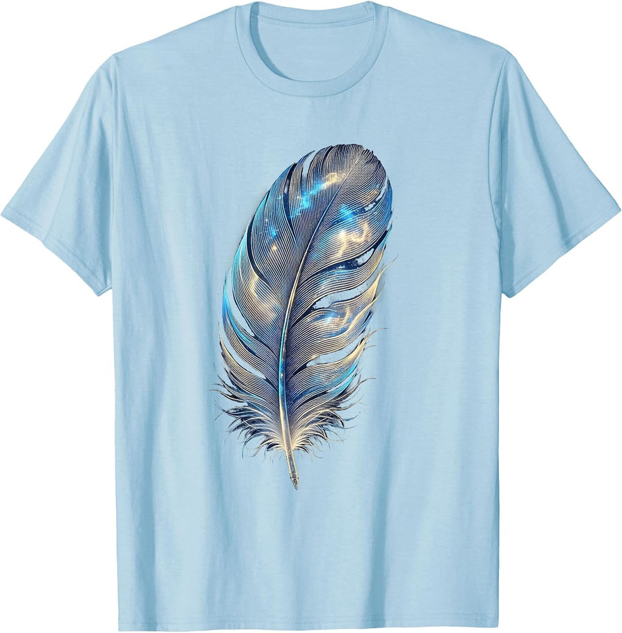 Men's Dyslexia Awareness Feather Illustration T-Shirt - Baby Blue