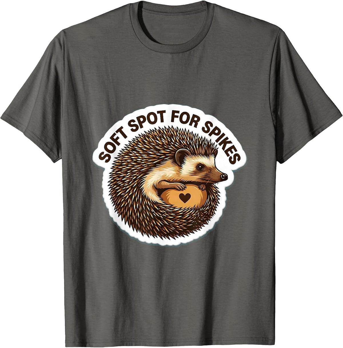 Men's Soft Spot For Spikes Cute Hedgehog Lover Animal Humor T-Shirt - Asphalt Grey