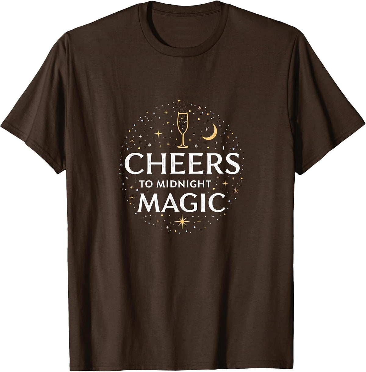 Midnight Hour Clothing Cheers to Midnight Magic New Years Eve Design T-Shirt - Brown