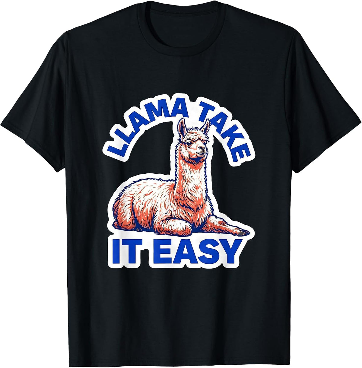 Men's Llama Take It Easy Funny Alpaca Novelty Humor Animal Lover T-Shirt - Black