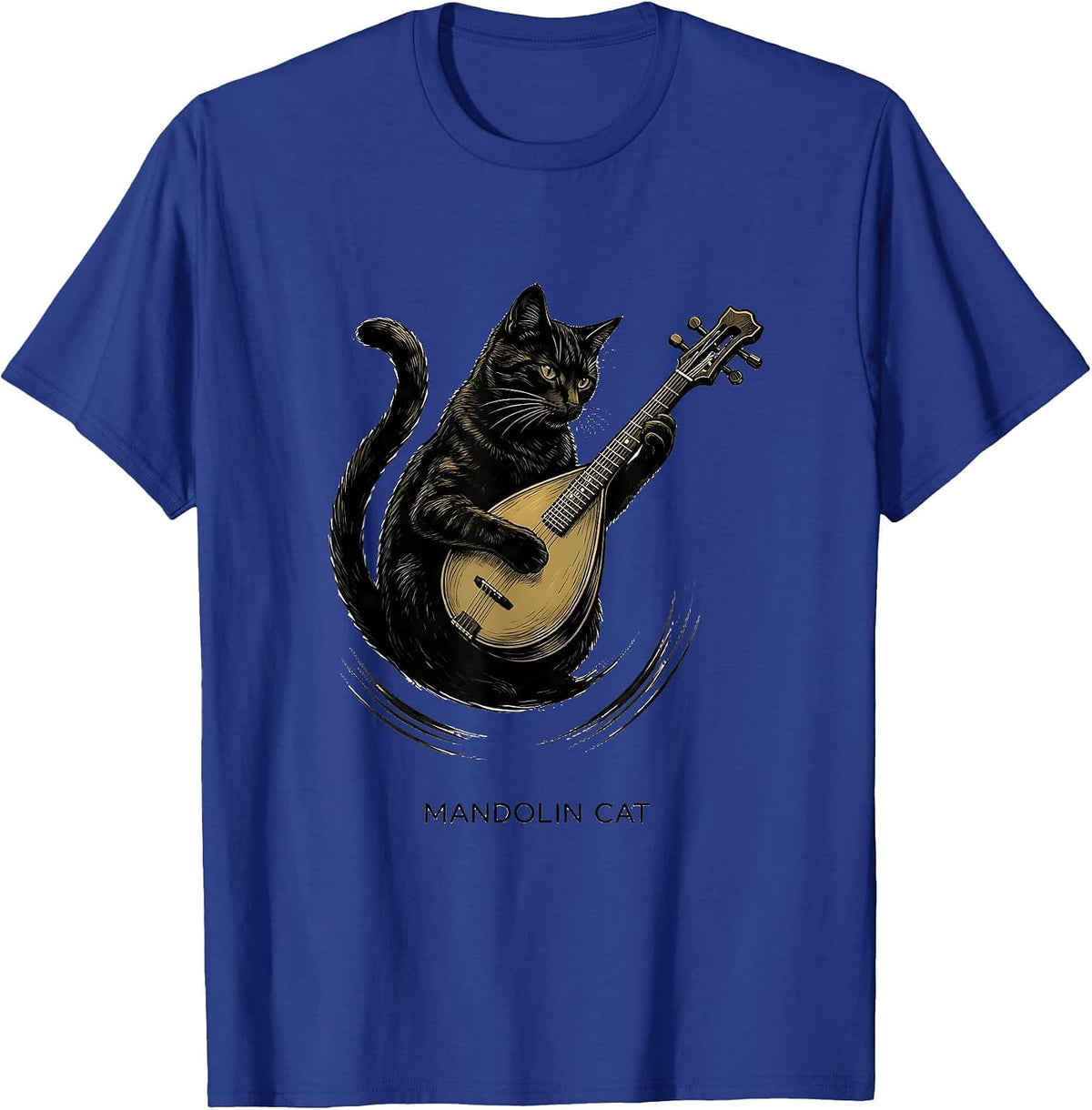 Mandolin Cat Funny Cat Music Teacher Instrument Humor T-Shirt - Royal Blue