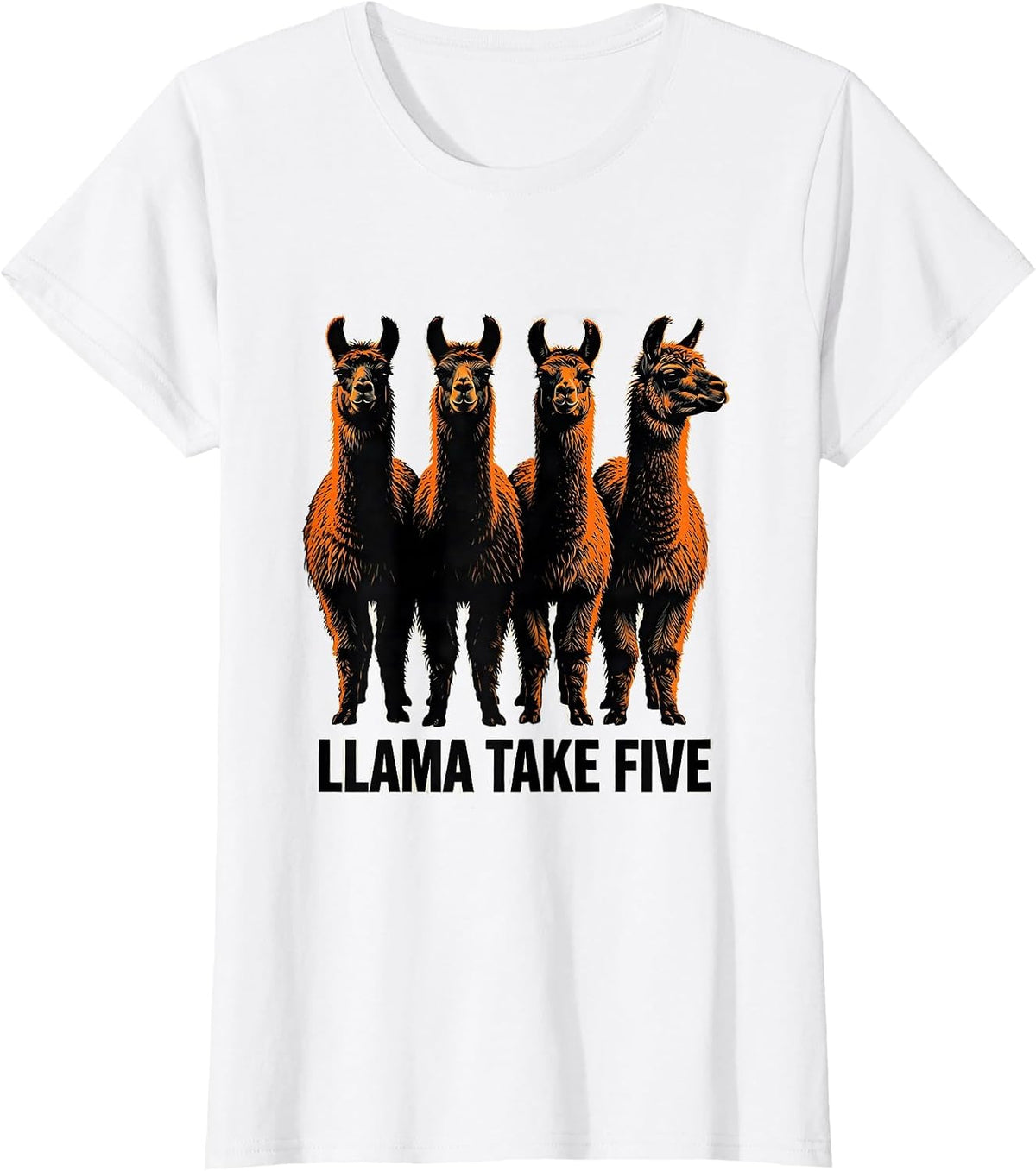 Llama Take Five Funny Alpaca Novelty Humor Gift T-Shirt - White