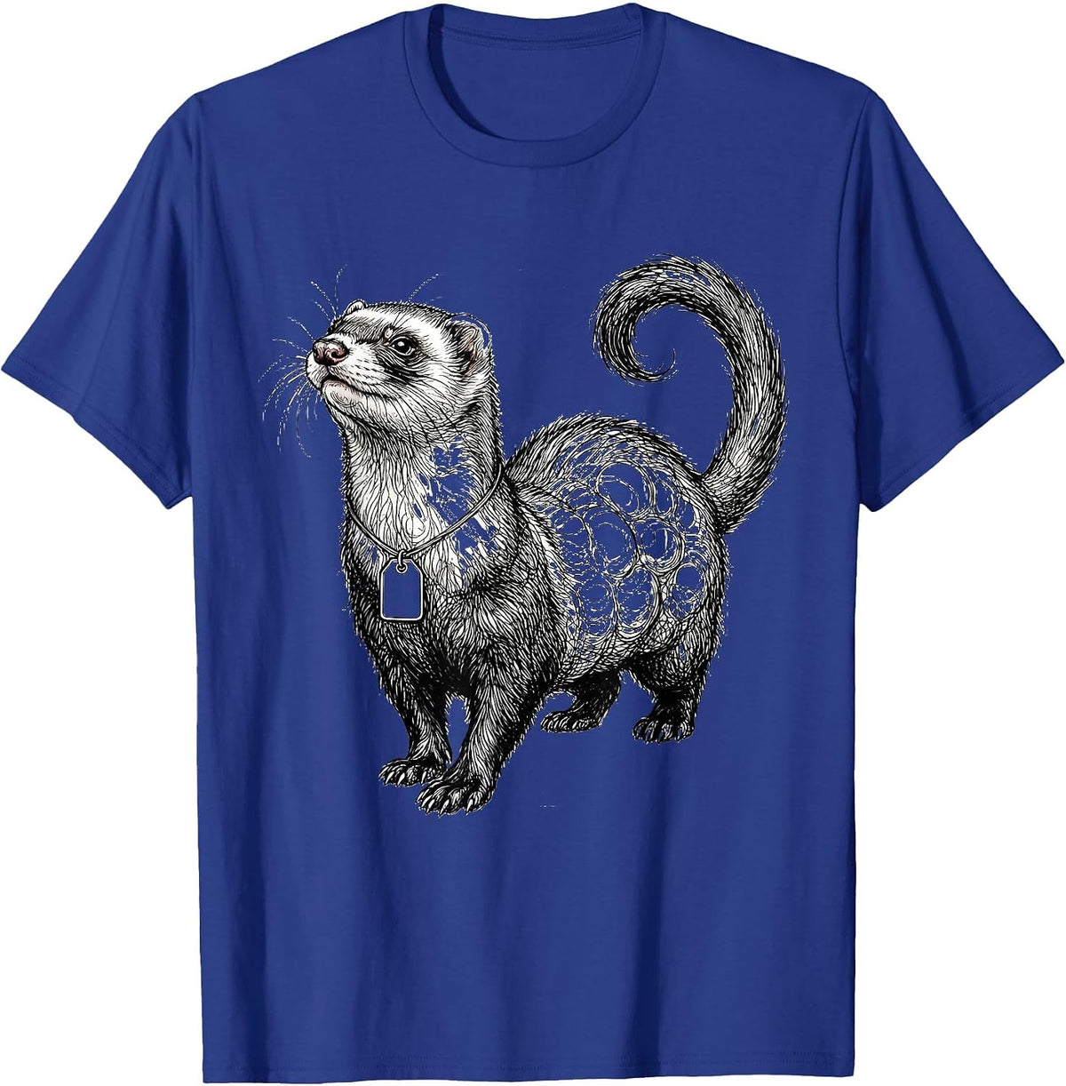 Men's Ferret Lumpy Line Art Funny Small Animal Lover T-Shirt - Royal Blue