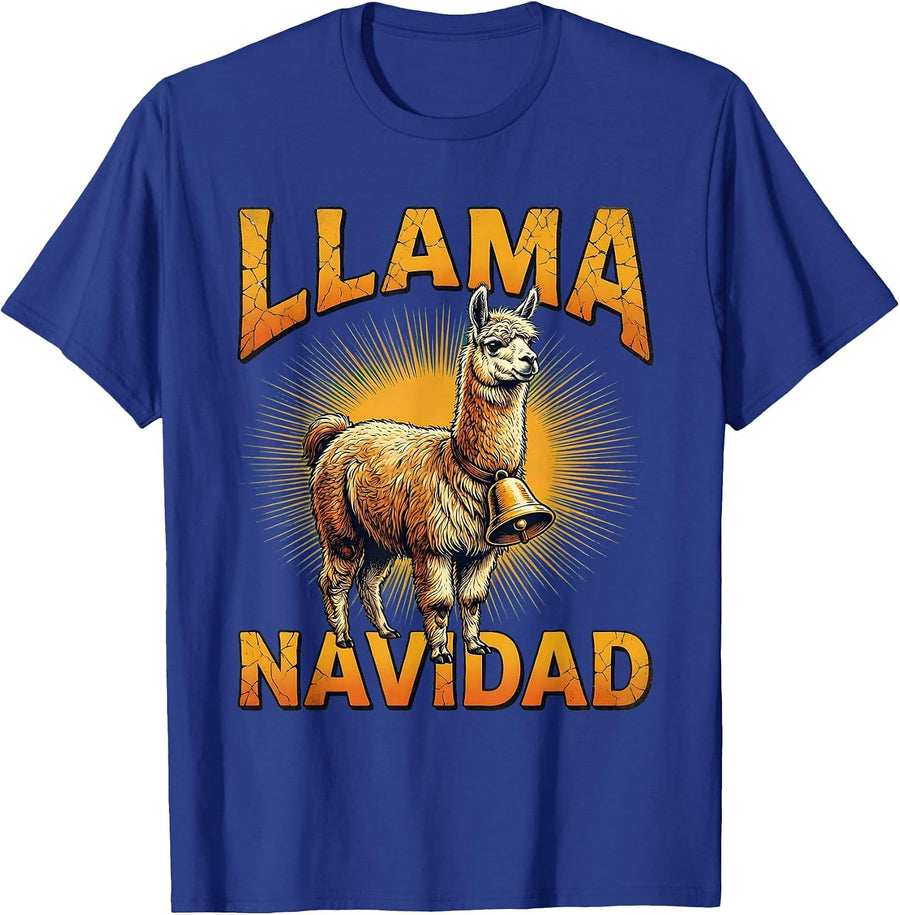 Llama Navidad Funny Llama Christmas Animal Lover Gift T-Shirt - Royal Blue