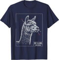 Not A Llama Look Closer Technical Blueprint Alpaca Lover T-Shirt - Navy Blue