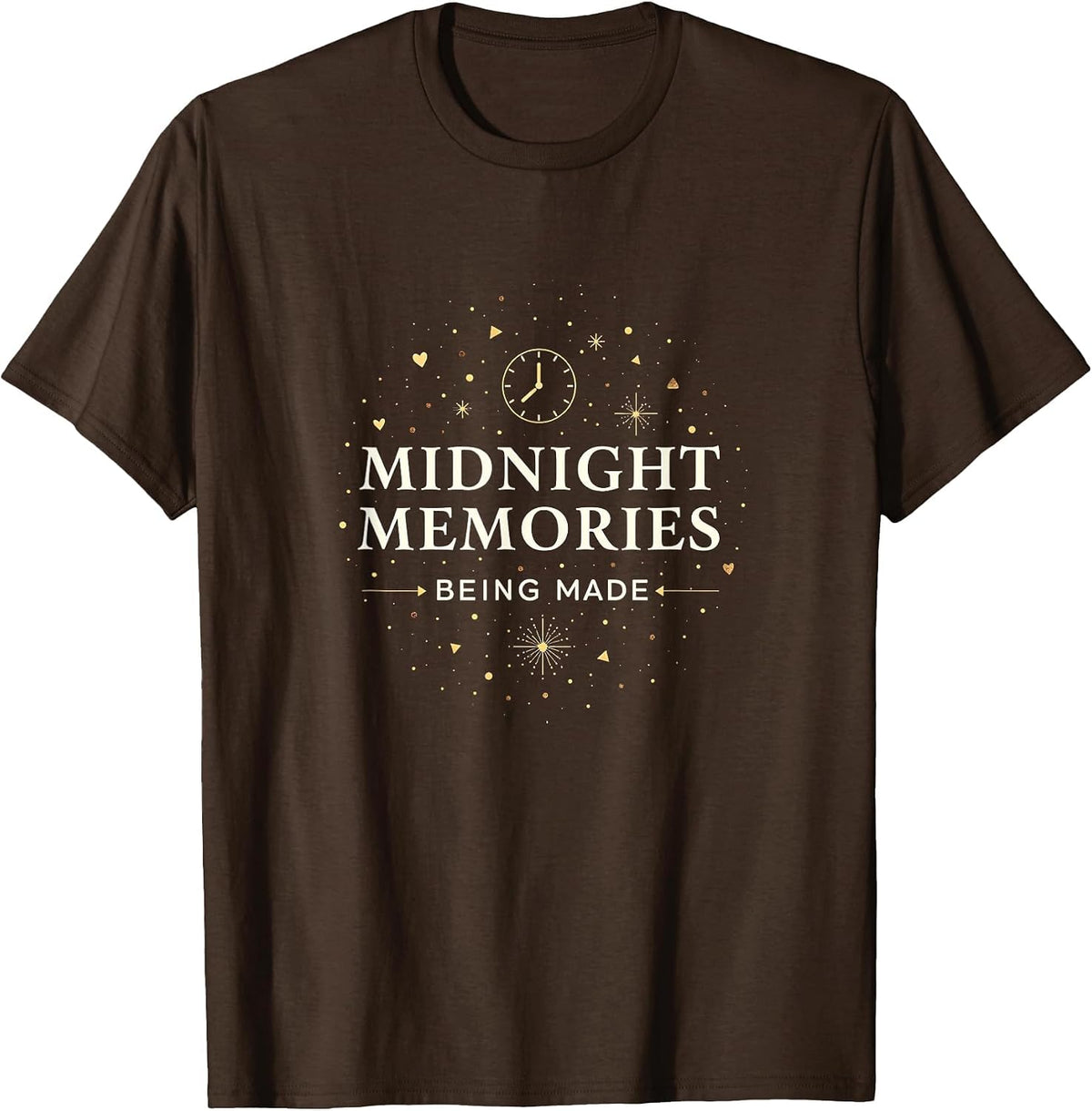 Midnight Memories New Years Eve Design T-Shirt - Brown