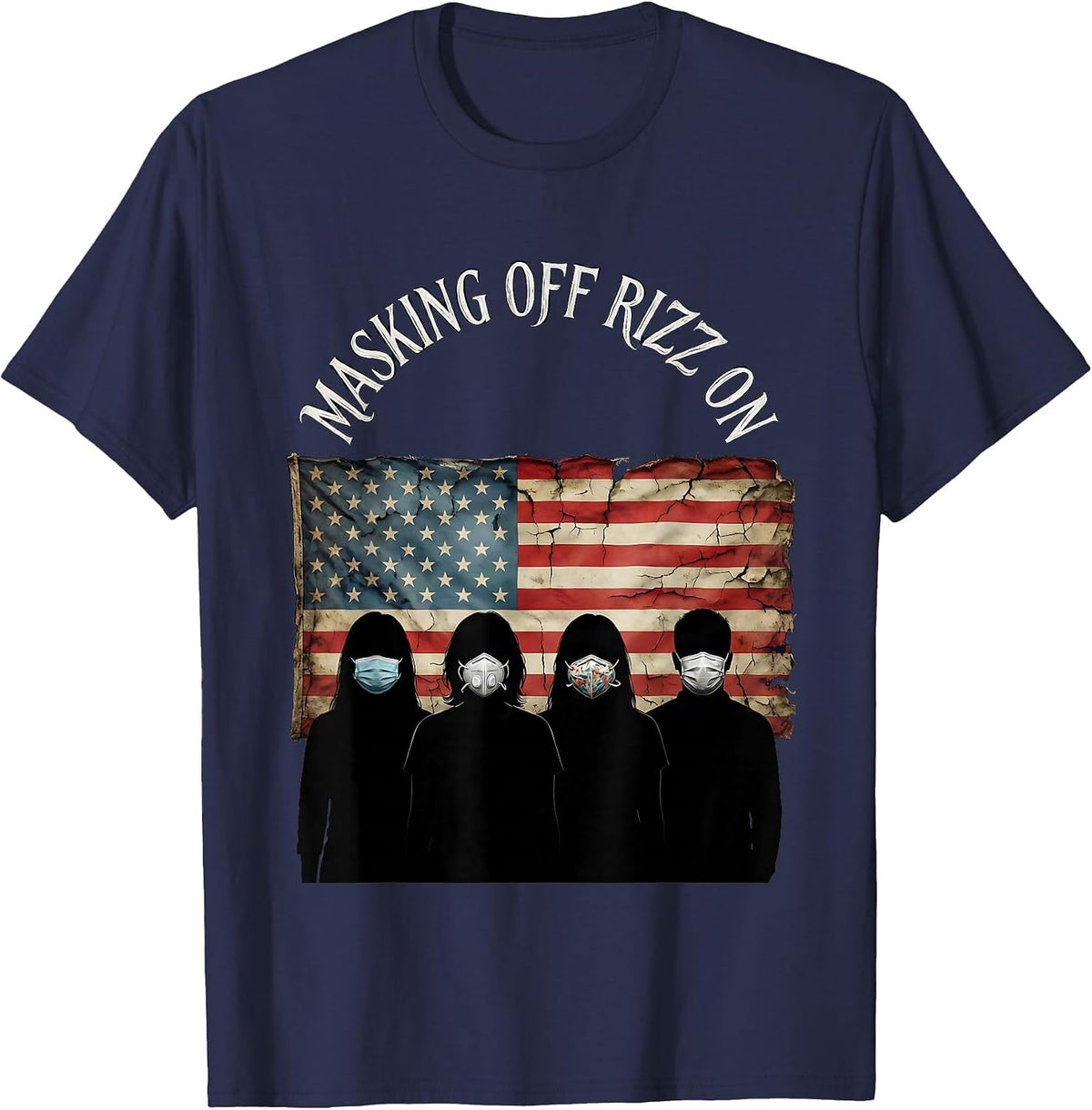 Men's Rizz Em With The Tism Masking Off Rizz On T-Shirt - Navy Blue