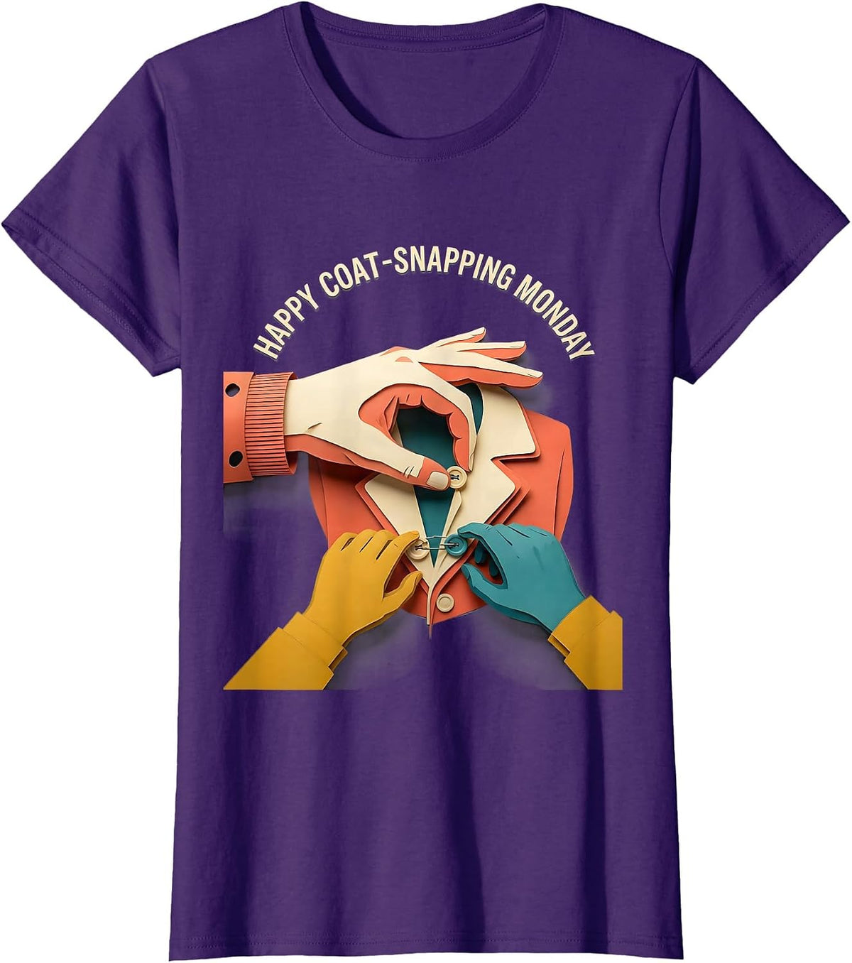 Women's Happy Coat-Snapping Monday Occupational Therapy OT Assistant T-Shirt - Purple