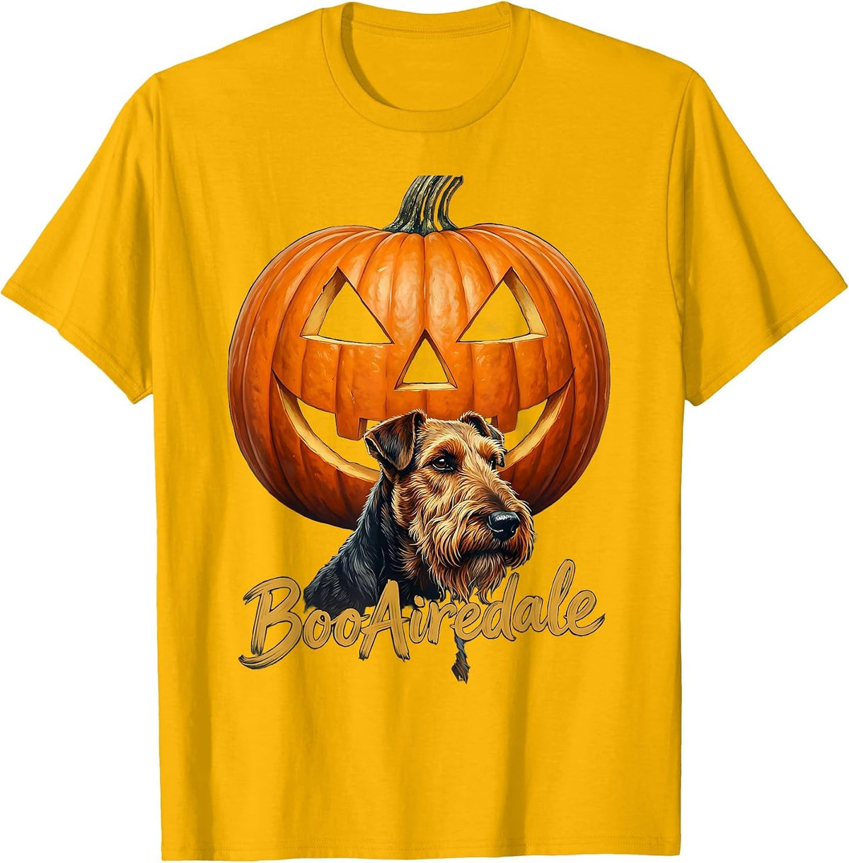 BooAiredale Funny Airedale Terrier Halloween Dog Lover Gift T-Shirt - Golden Yellow