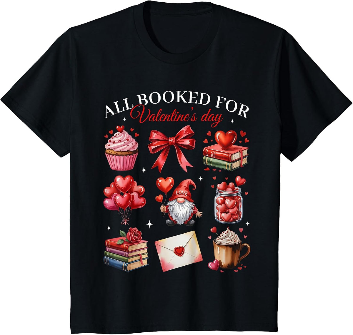 All Booked for Valentine Coquette Bow Girl Women Teacher T-Shirt - Black