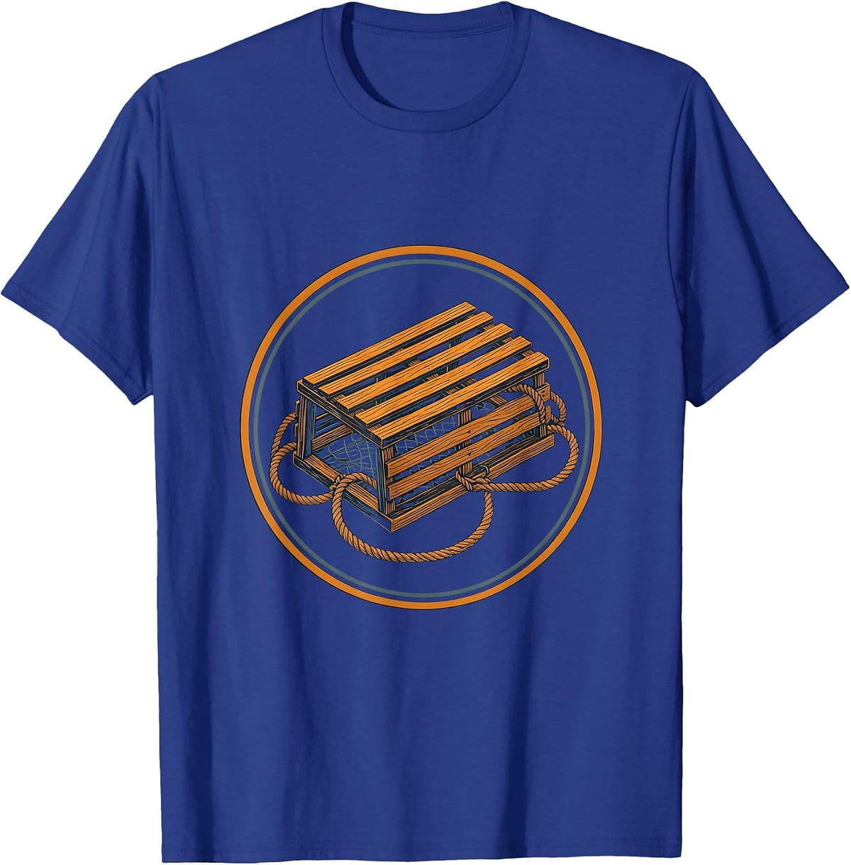 Maine Lobster Trap Illustration T-Shirt - Royal Blue