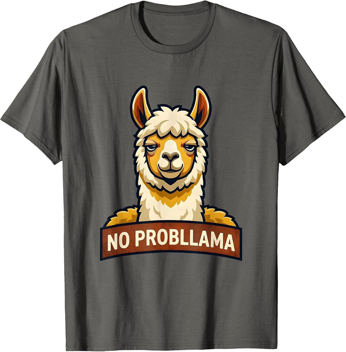 No Probllama Funny Llama Alpaca Novelty Humor Gift T-Shirt - Asphalt Grey