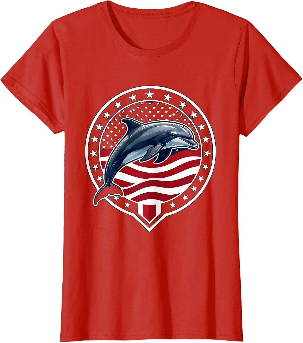 Bottlenose Dolphin Leaping Gulf of America T-Shirt - Red