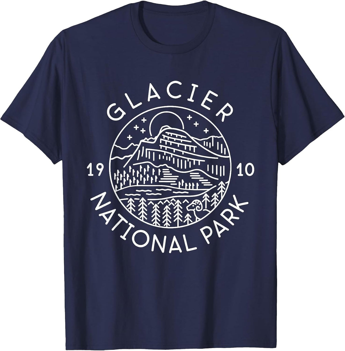 Glacier National Park 1910 Montana T-Shirt - Navy Blue