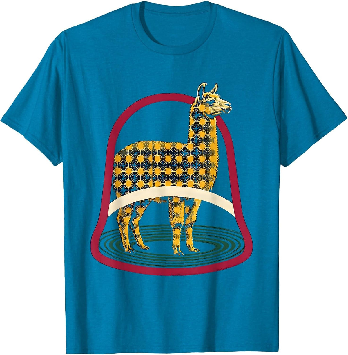 Llama Bell Starburst Christmas Funny Alpaca Lover Humor T-Shirt - Sapphire Blue
