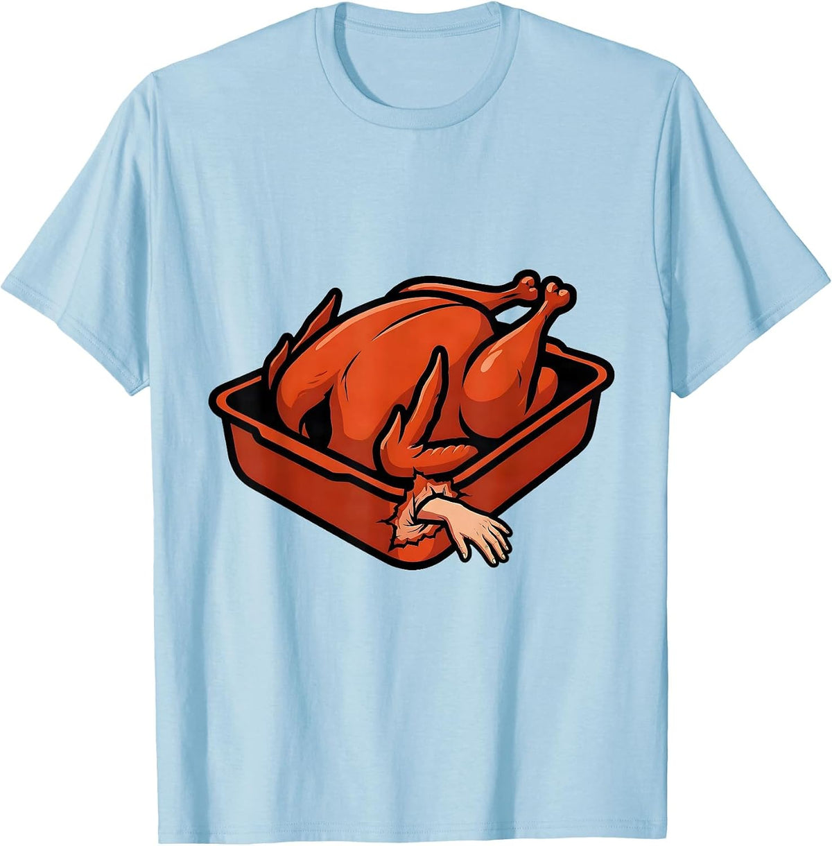 Men's Roast Turkey Torn Skin Thanksgiving Humor Matching Group T-Shirt - Baby Blue