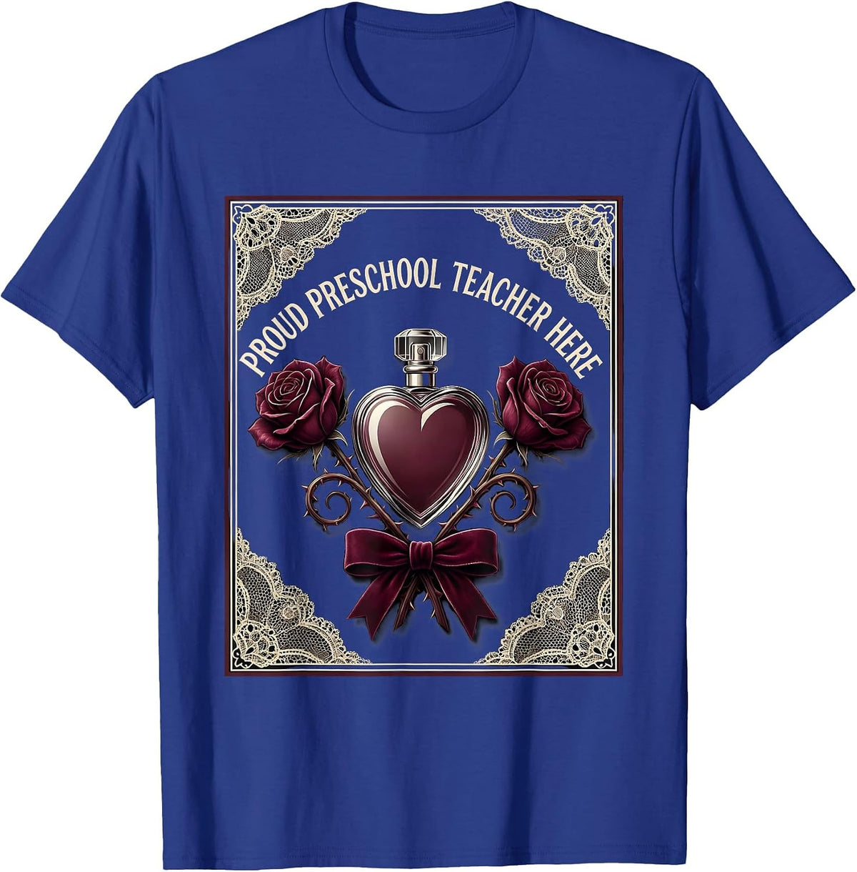 Proud Preschool Teacher Graphic Design T-Shirt - Royal Blue