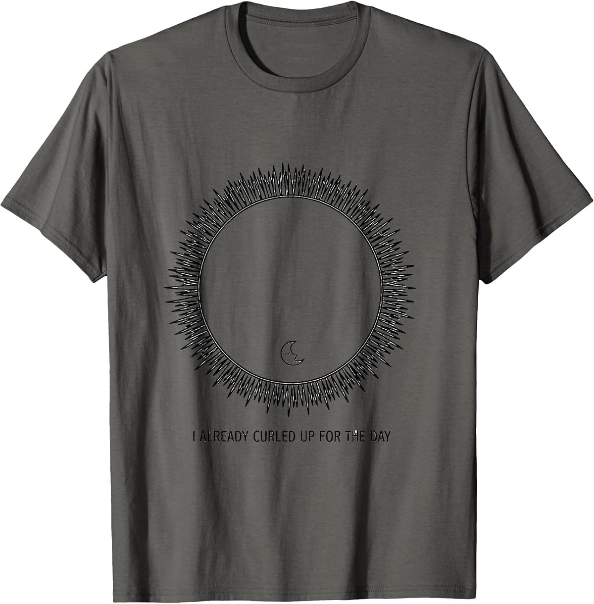 Men's I Already Curled Up For The Day Funny Hedgehog Lover Cute T-Shirt - Asphalt Grey