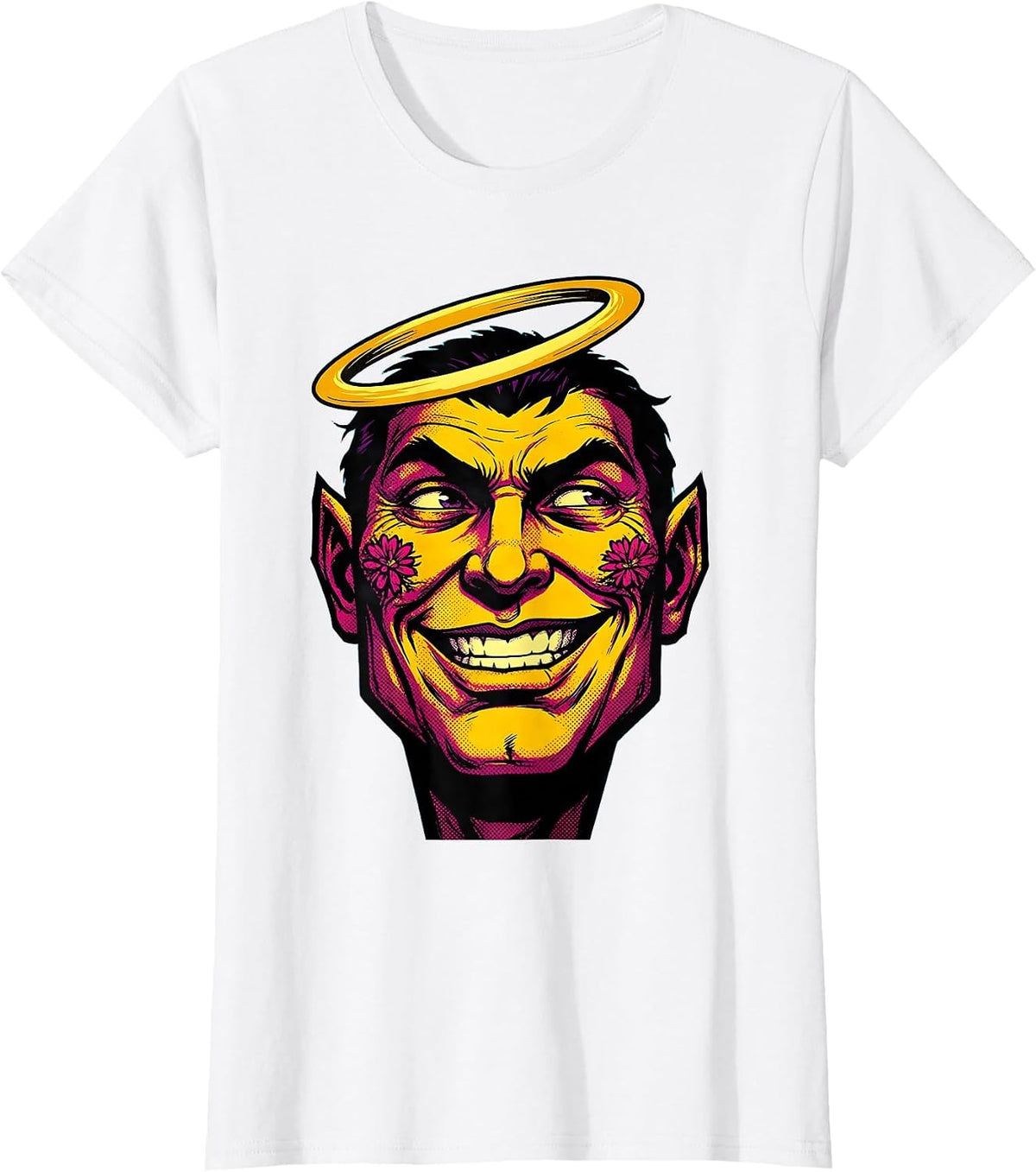 Rizz Em With The Tism Halo Smirk Graphic T-Shirt - White
