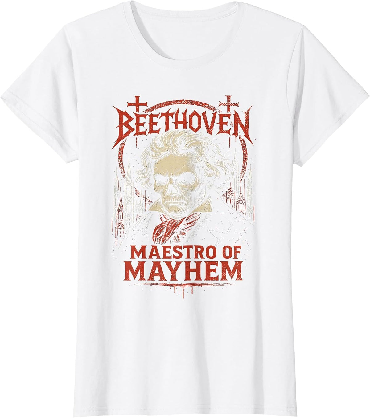 Ludwig Van Beethoven Classical Music Composer Death Metal T-Shirt - White