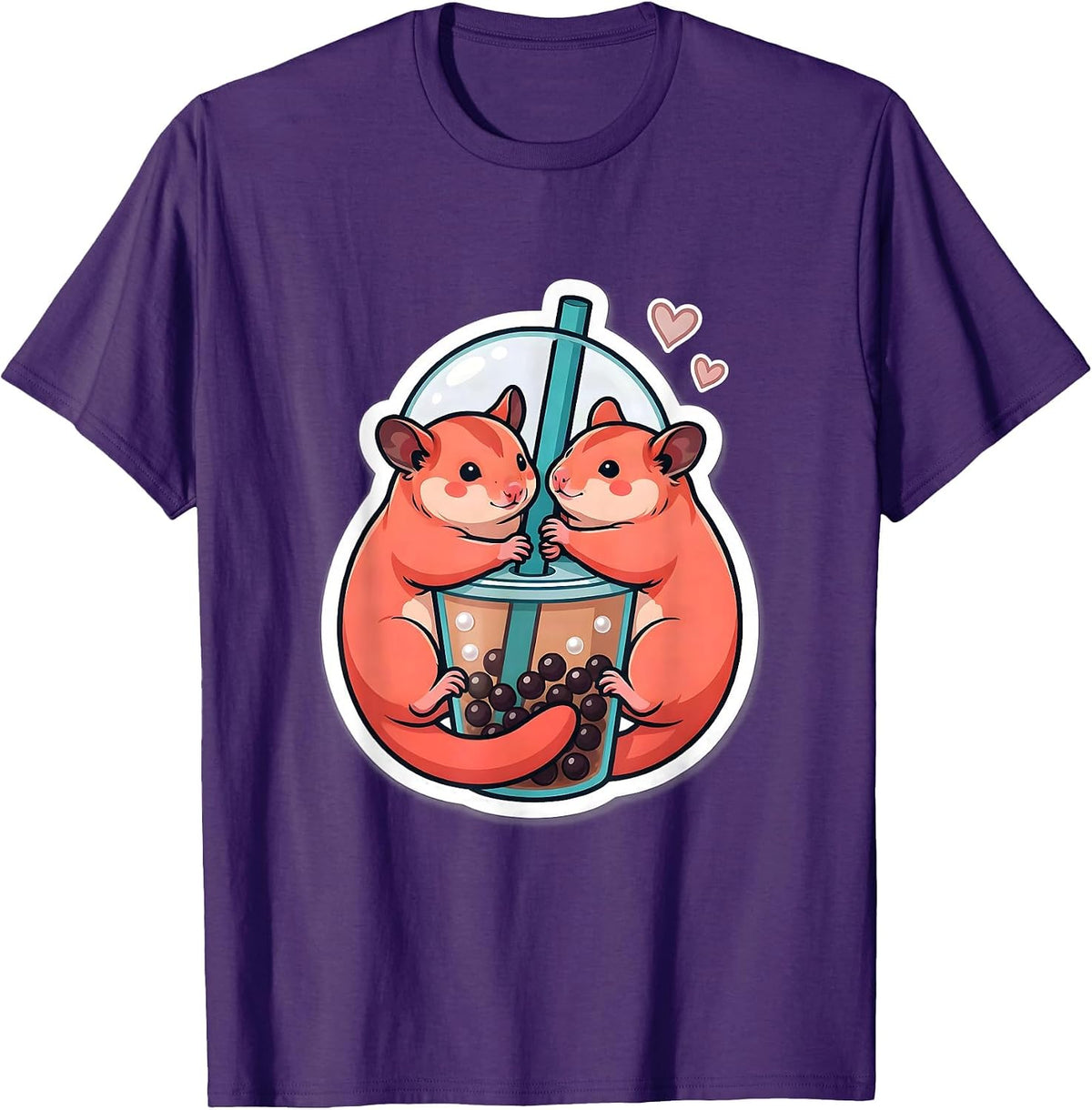 Men's Cute Sugar Glider Boba Tea Kawaii Anime Animal T-Shirt - Purple