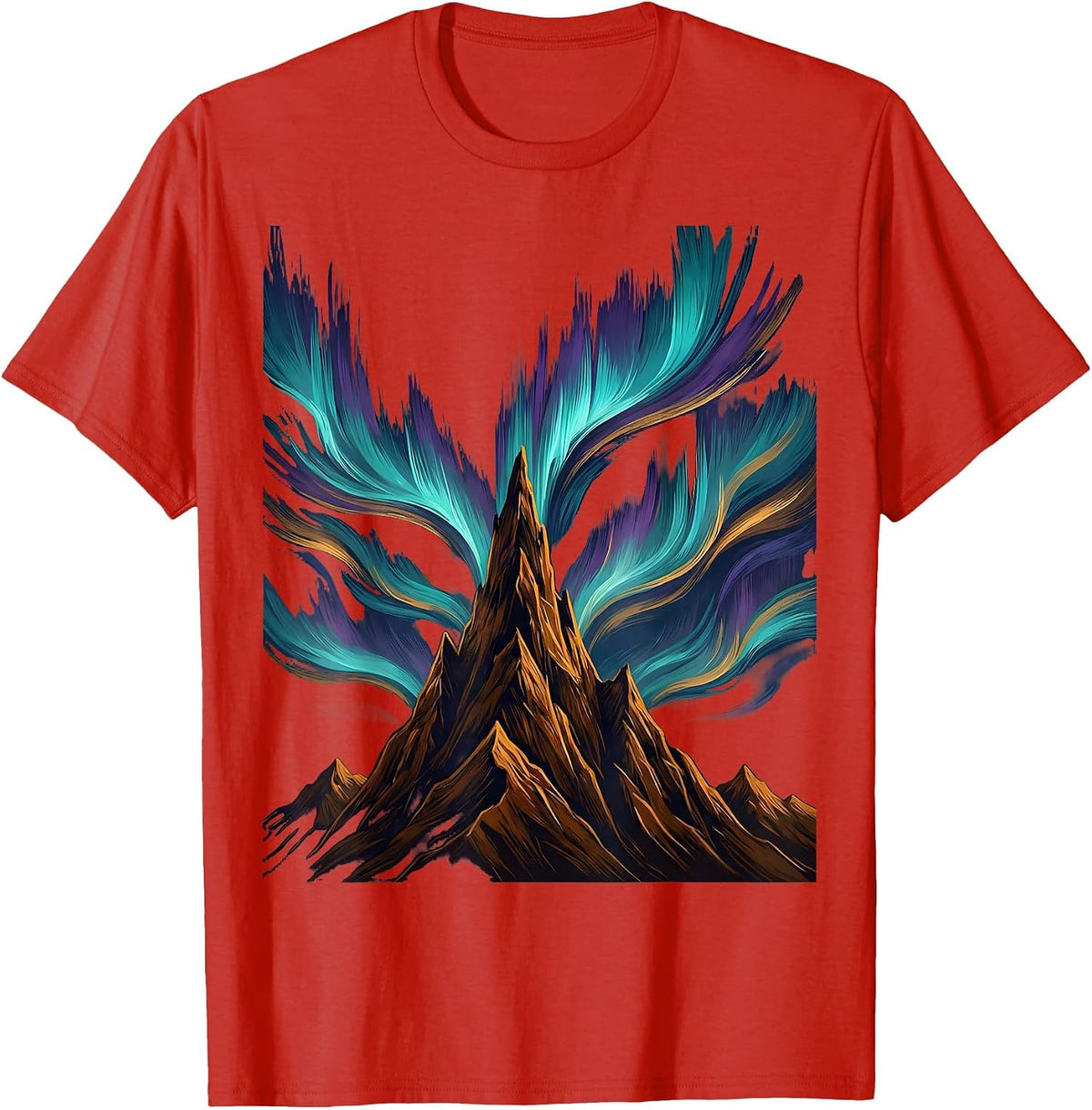 Men's Autism Awareness Northern Lights Mountain Peak T-Shirt - Red
