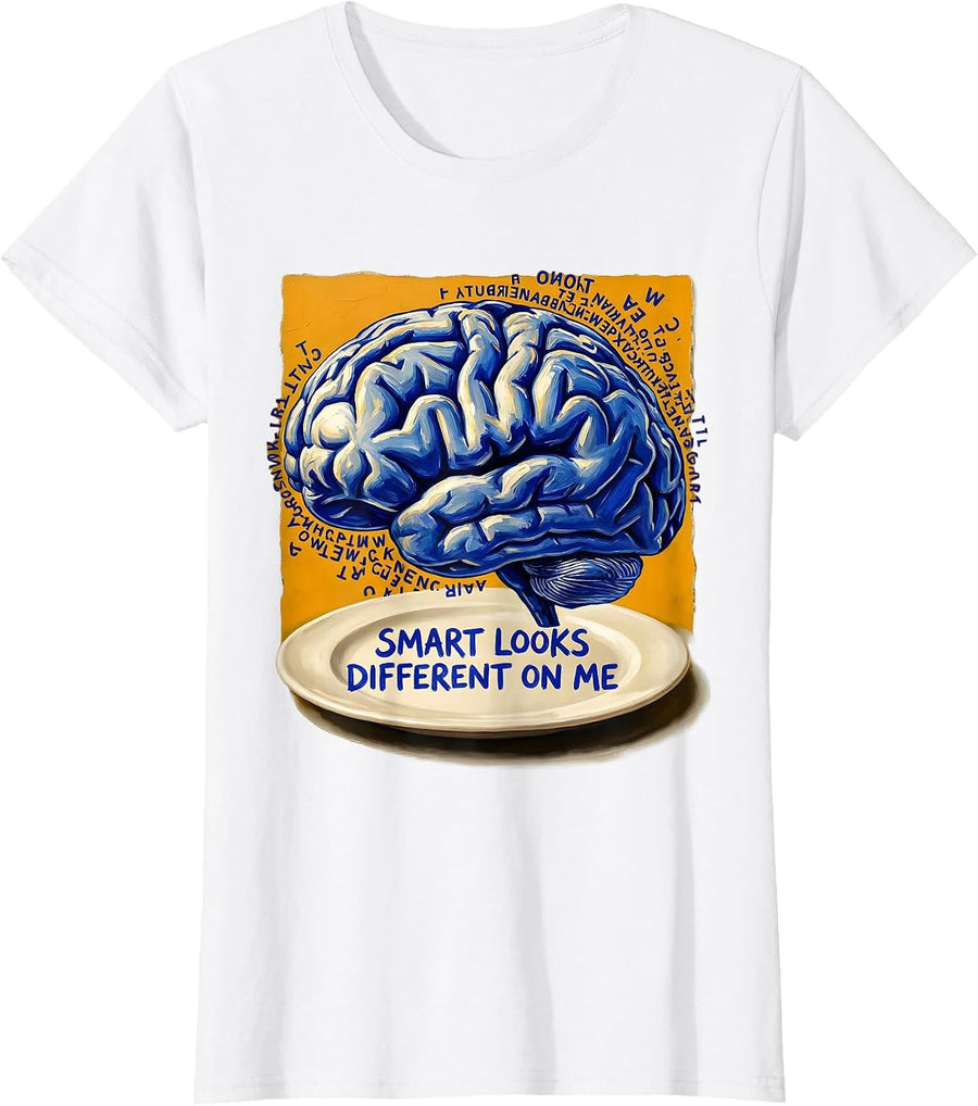 Women's Smart Looks Different On Me Dyslexia Design T-Shirt - White