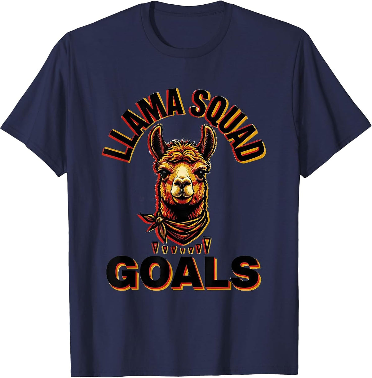 Men's Llama Squad Goals Funny Llama Lover Group Novelty T-Shirt - Navy Blue