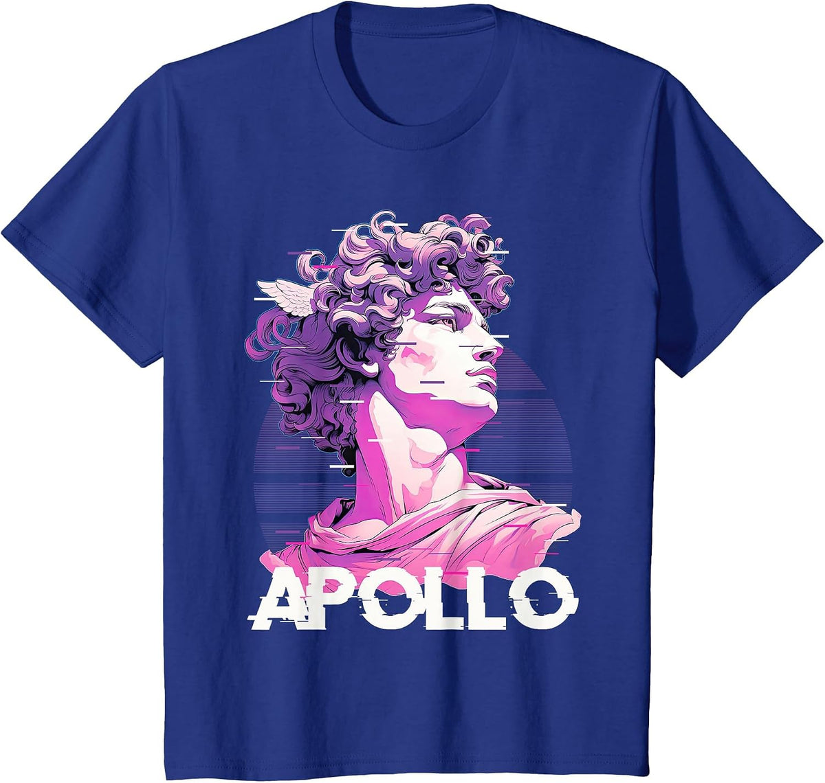 Apollo Greece God Glitch Aesthetic Greek Vaporwave T-Shirt - Royal Blue