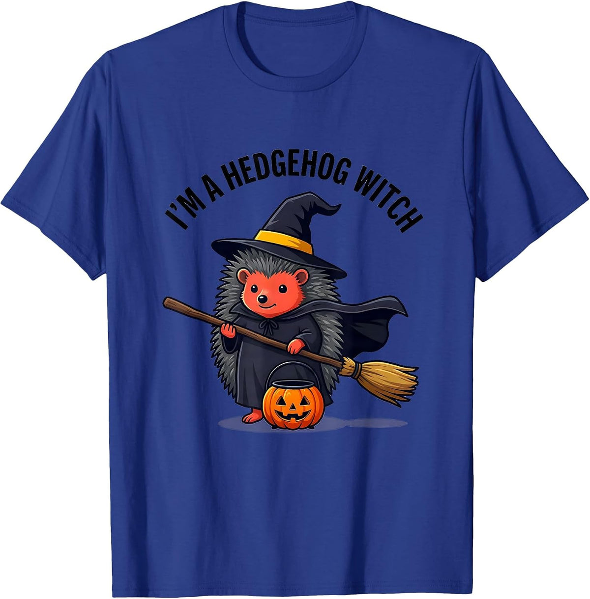 I'm A Hedgehog Witch Flat Vector Halloween Costume Men Women T-Shirt - Royal Blue