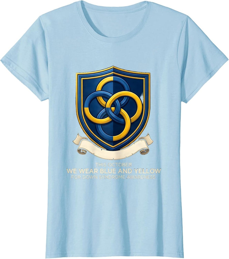 Women's This October We Wear Blue Yellow Down Syndrome Awareness T-Shirt - Baby Blue