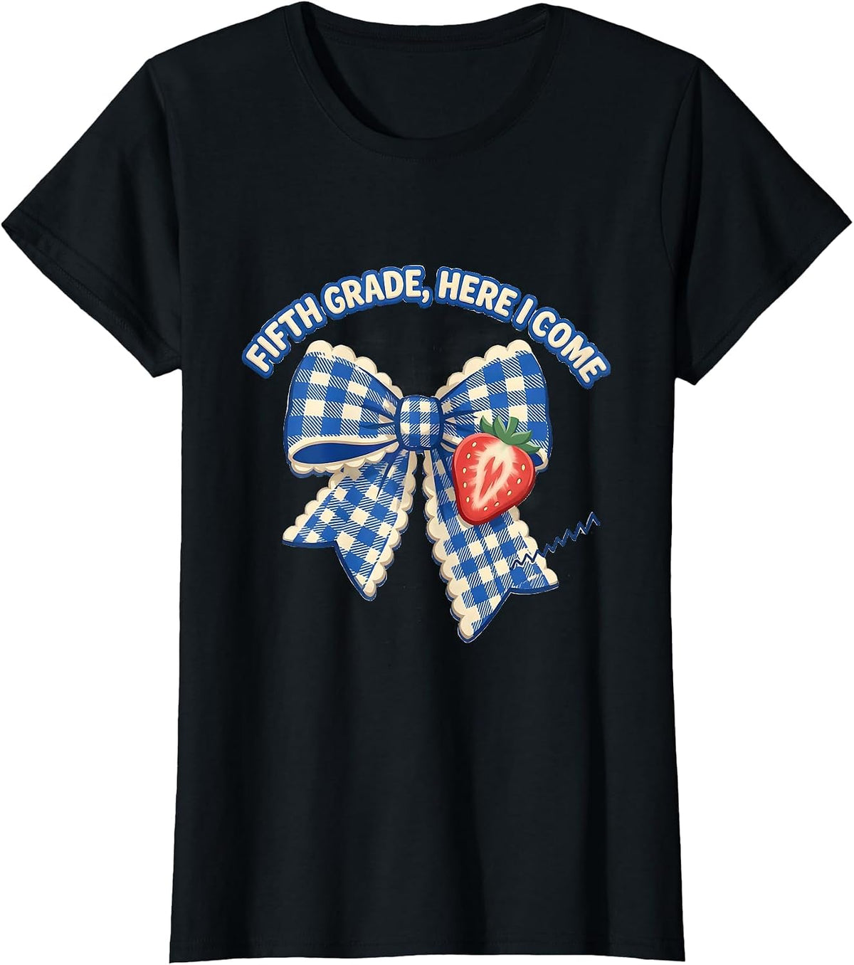 Fifth Grade Here I Come Cute Coquette Bow Back to School T-Shirt - Black