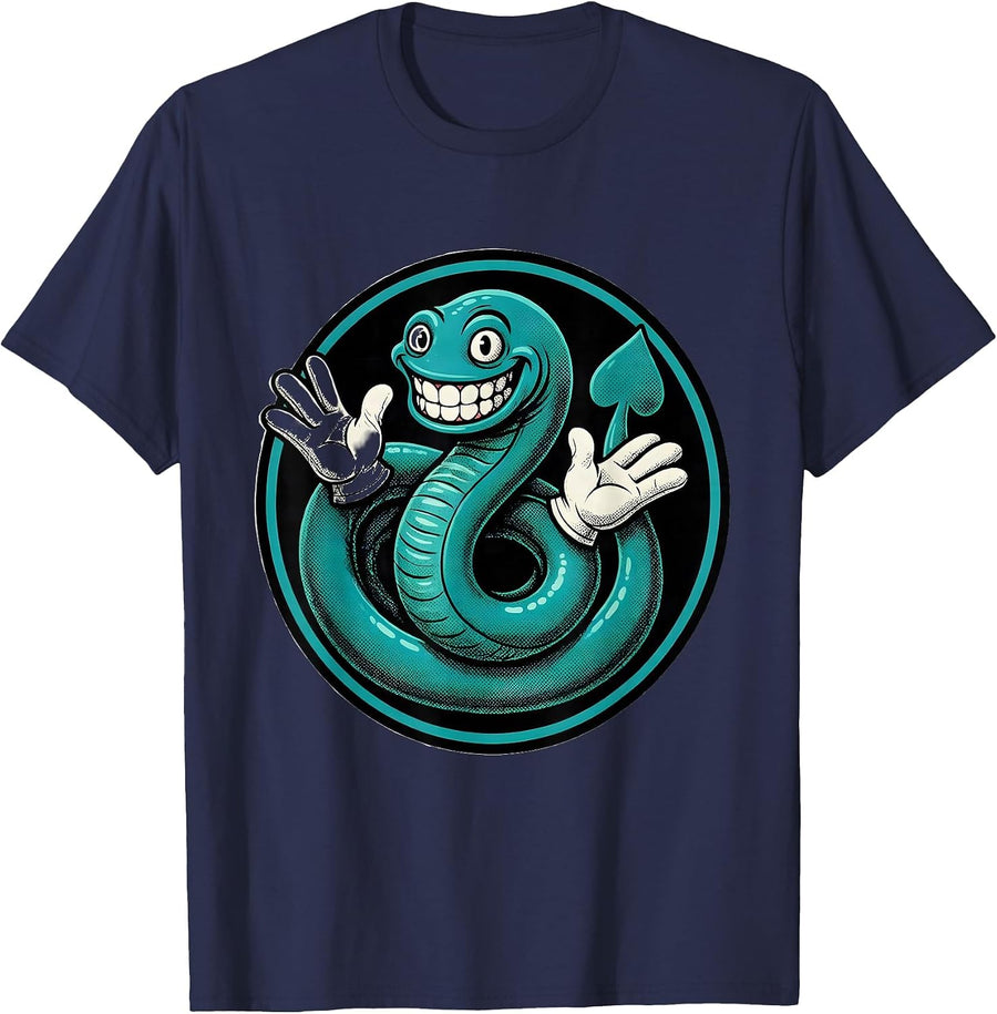 Electric Eel Glowing in Dark Water Illustration T-Shirt - Navy Blue