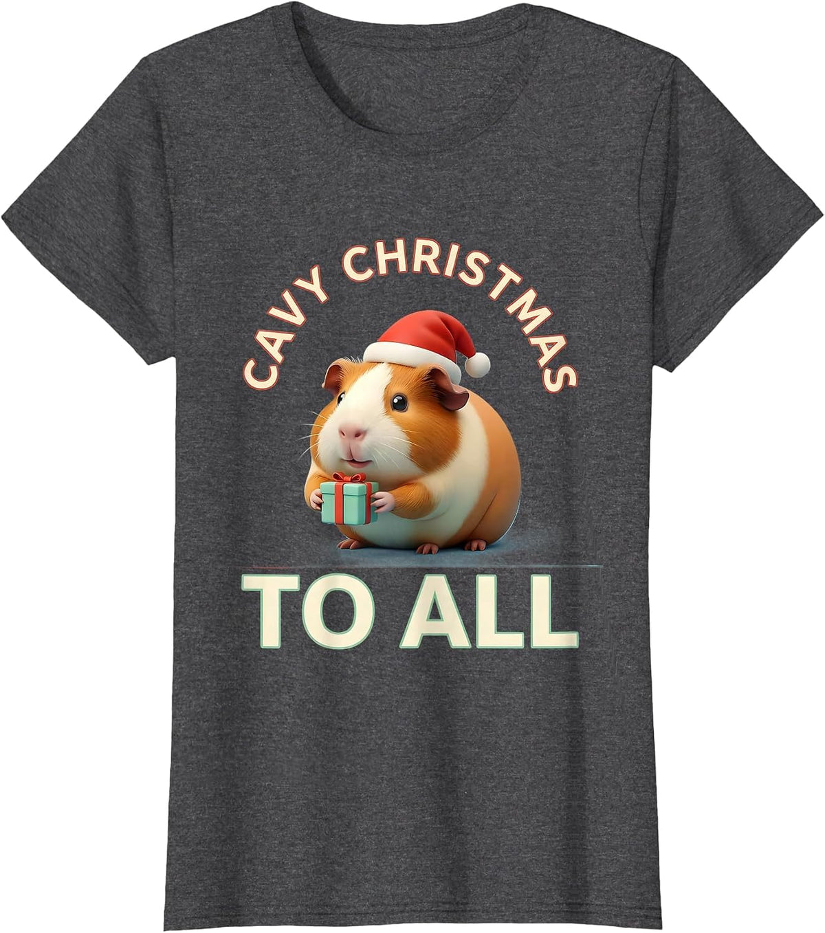 Women's Cavy Christmas To All Cute Kawaii Guinea Pig Lover Gift T-Shirt - Dark Heather Grey