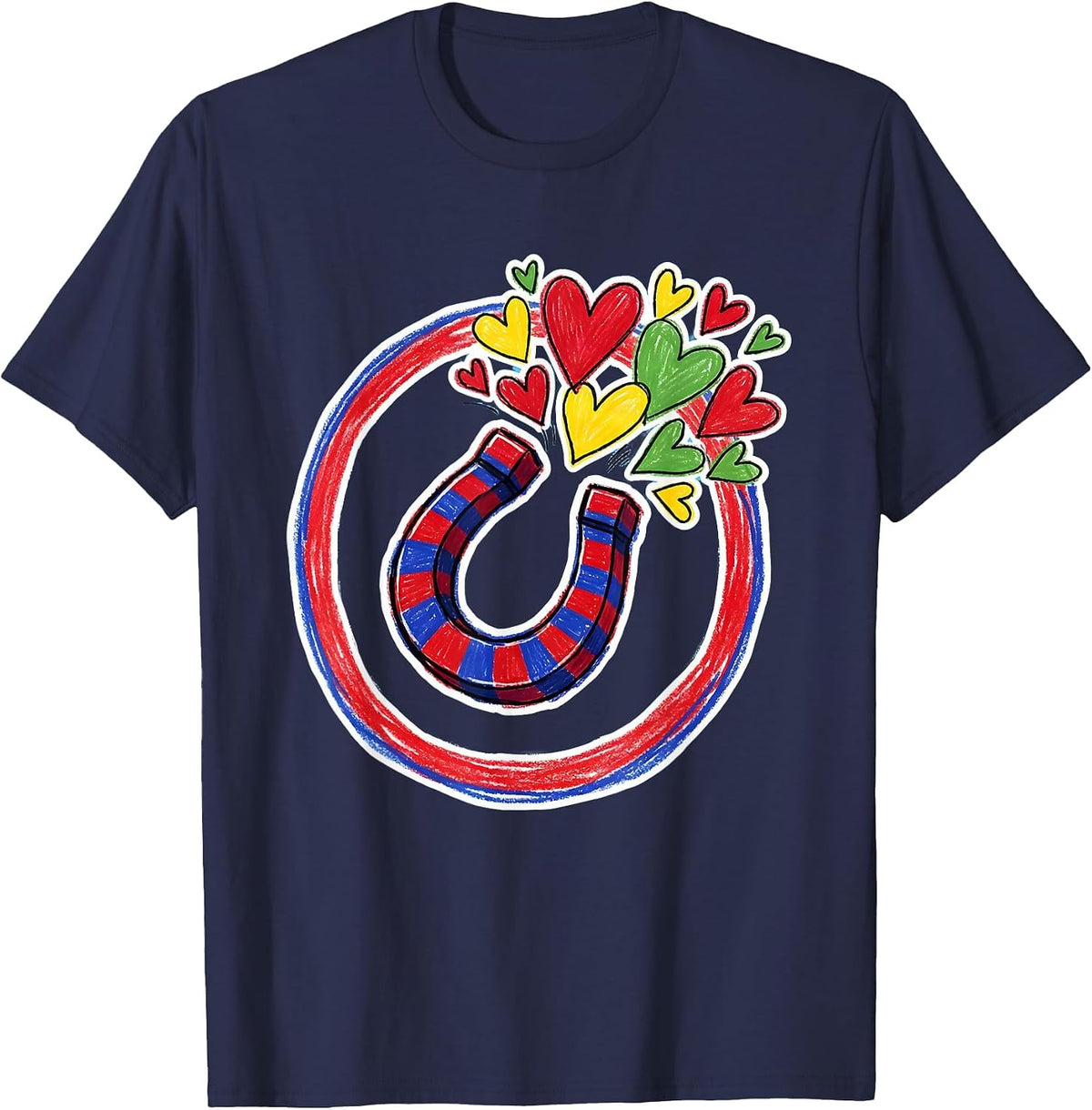 Rizz Em With The Tism Magnetic Hearts Tee T-Shirt - Navy Blue