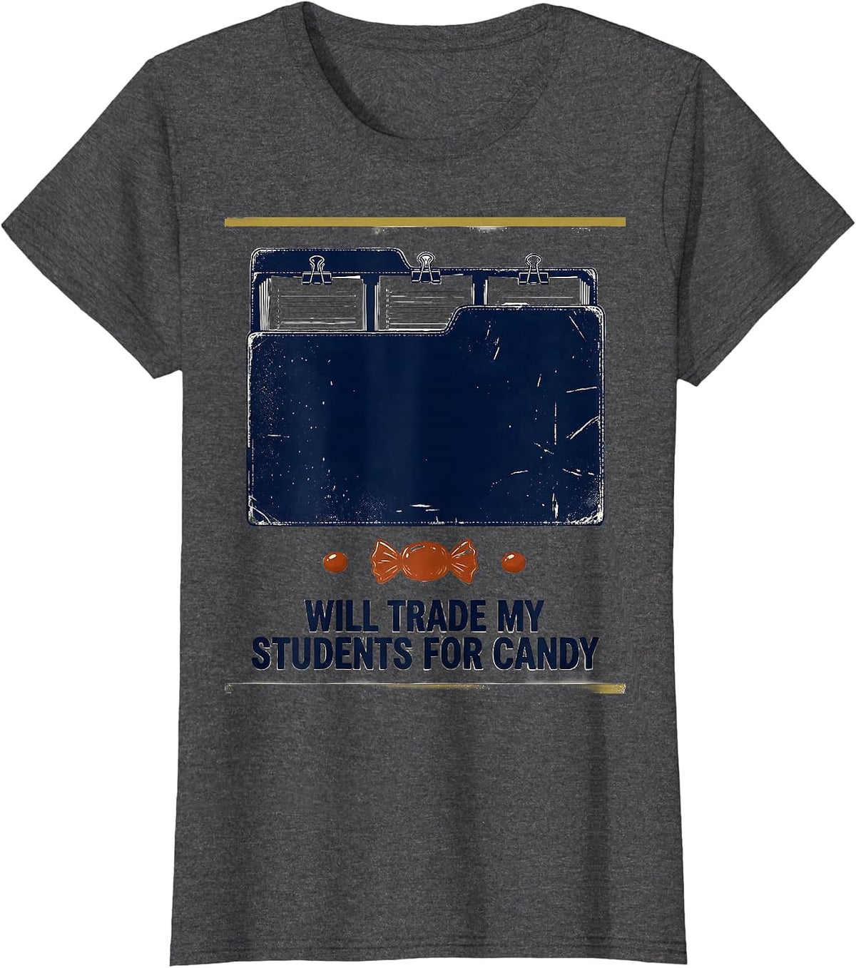 Women's Will Trade My Students For Candy Vintage Teacher Halloween T-Shirt - Dark Heather Grey