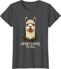 Women's Merry Llamas To All Funny Llama Christmas Animal Lover Gift T-Shirt - Dark Heather Grey